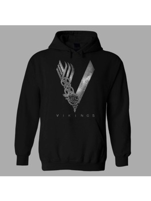 Tarzsokak Oversize Vikings Siyah Hoodie