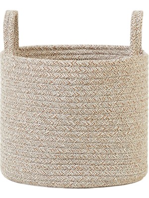 Ocean Home Textile Bej Kırçıllı Jüt Halat Sepet 26 x 22 cm
