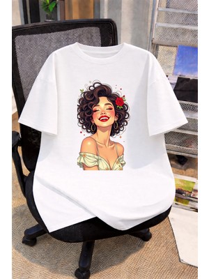 Vodexa Oversize Çocuk Genç Tişört %100 Pamuk Baskılı Rahat Kalıp Günlük Şık T-Shirt