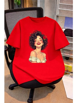 Vodexa Oversize Çocuk Genç Tişört %100 Pamuk Baskılı Rahat Kalıp Günlük Şık T-Shirt