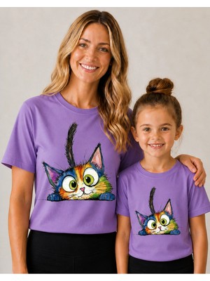Vodexa Anne Çoçuk Oversize Tişört Kombin Twin T-Shirt %100 Pamuk Rahat Kalıp (Tekli Olarak Satılmaktadır)