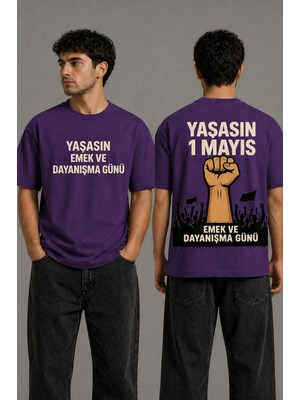 Vodexa 1 Mayıs Işçi Bayramı Ünisex Oversize T-Shirt Baskılı %100 Pamuk Tişört Rahat Kalıp