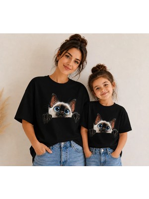 Vodexa Anne Çoçuk Oversize Tişört Kombin Twin T-Shirt %100 Pamuk Rahat Kalıp (Tekli Olarak Satılmaktadır)