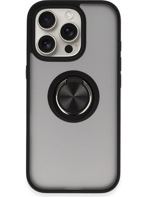 Fırsatkolik iPhone 16 Pro Max Kılıf Montreal Yüzüklü Silikon Kapak - Siyah