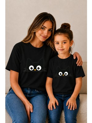 Vodexa Anne Çoçuk Oversize Tişört Kombin Twin T-Shirt %100 Pamuk Rahat Kalıp (Tekli Olarak Satılmaktadır)