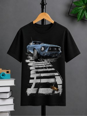 Vodexa Ünisex Oversize T-Shirt Jjz Araç Baskılı %100 Pamuk Tişört Rahat Kalıp