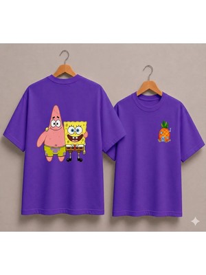 Vodexa Ünisex Oversize T-Shirt Petrik (Sünger Ob) Baskılı %100 Pamuk Tişört Rahat Kalıp