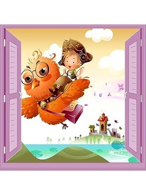 Çocuk Odası Bebek Odası Pencere Poster Duvar Kağıdı Kuş