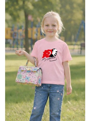 Vodexa 23 Nisan Çocuk Tişört Unısex (Kız-Erkek) %100 Pamuk Baskılı Rahat Kalıp Günlük Bayram T-Shirt