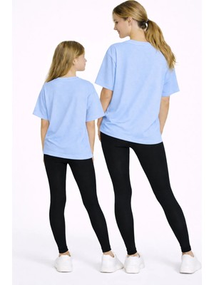 Vodexa Anne Kız Kombin Tayt-T-Shirt Takım %100 Pamuk Esnek Rahat Günlük Spor Kombin(Tekli Satılmaktadır)