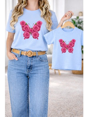 Vodexa Anne Kız Kombin Oversize Tişört Twin T-Shirt %100 Pamuk Rahat Kalıp