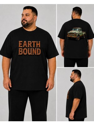 Vodexa Erkek Oversize T-Shirt Bound Baskılı Pamuk Büyük Beden Tişört Rahat Kalıp