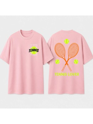 Vodexa Ünisex Oversize T-Shirt Tennis Baskılı %100 Pamuk Tişört Rahat Kalıp