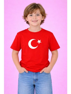 Vodexa Ünisex Türkiye Baskılı Çocuk Tişört %100 Pamuk Yazlık Çocuk T-Shirt