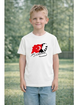 Vodexa 23 Nisan Çocuk Tişört Unısex (Kız-Erkek) %100 Pamuk Baskılı Rahat Kalıp Günlük Bayram T-Shirt