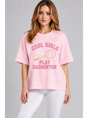 Vodexa Unisex Oversize Tennis Baskılı T-Shirt %100 Pamuk Tenis Temalı Rahat Kalıp Kısa Kollu Tişört