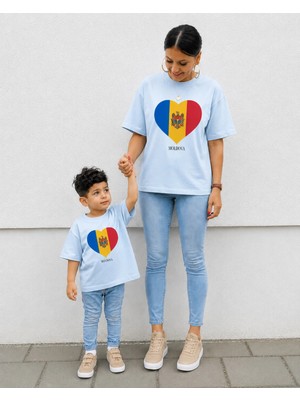 Vodexa Anne Çoçuk Oversize Tişört Kombin Twin T-Shirt %100 Pamuk Rahat Kalıp (Tekli Olarak Satılmaktadır)