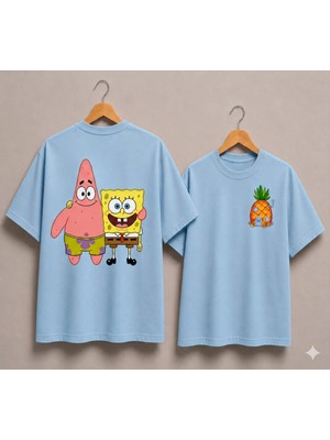 Vodexa Ünisex Oversize T-Shirt Petrik (Sünger Ob) Baskılı %100 Pamuk Tişört Rahat Kalıp
