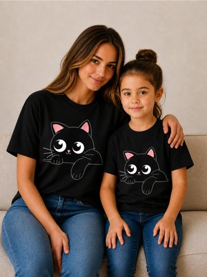 Vodexa Anne Çoçuk Oversize Tişört Kombin Twin T-Shirt %100 Pamuk Rahat Kalıp (Tekli Olarak Satılmaktadır)