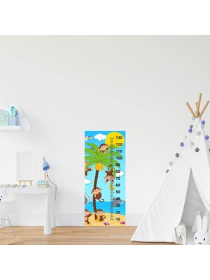 Çocuk Odası Bebek Odası Boy Ölçer Boy Cetveli Sticker Maymunlar