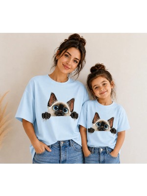 Vodexa Anne Çoçuk Oversize Tişört Kombin Twin T-Shirt %100 Pamuk Rahat Kalıp (Tekli Olarak Satılmaktadır)