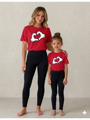 Vodexa Anne Kız Tayt ve Thişört Takım T-Shirt Takım %100 Pamuk Esnek Rahat Günlük Spor Kombin(Tekli Takım Olarak Satılmaktadır)