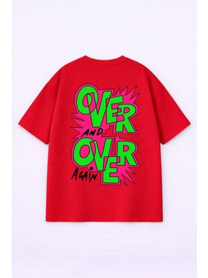 Vodexa Unisex Oversize Tişört %100 Pamuklu Baskılı T-Shirt Rahat Kalıp Günlük Şık Kombin