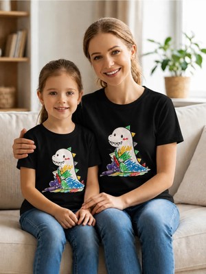 Vodexa Anne Çoçuk Oversize Tişört Kombin Twin T-Shirt %100 Pamuk Rahat Kalıp (Tekli Olarak Satılmaktadır)