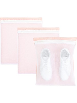 Ocean Home Textile 3'lü Pembe Renk Ayakkabı Yıkama Filesi Set
