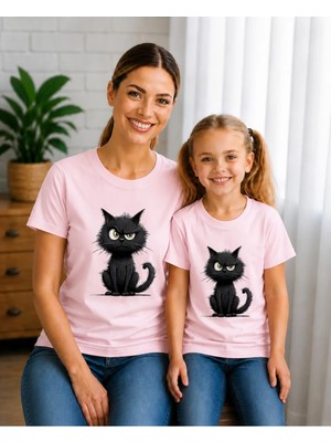 Vodexa Anne Çoçuk Oversize Tişört Kombin Twin T-Shirt %100 Pamuk Rahat Kalıp (Tekli Olarak Satılmaktadır)
