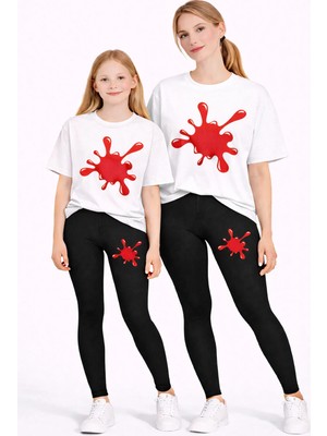 Vodexa Anne Kız Kombin Tayt-T-Shirt Takım %100 Pamuk Esnek Rahat Günlük Spor Kombin(Tekli Satılmaktadır)