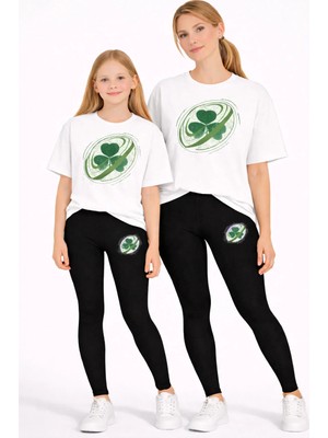 Vodexa Anne Kız Kombin Tayt-T-Shirt Takım %100 Pamuk Esnek Rahat Günlük Spor Kombin(Tekli Satılmaktadır)