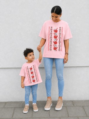 Vodexa Anne Çoçuk Oversize Tişört Kombin Twin T-Shirt %100 Pamuk Rahat Kalıp (Tekli Olarak Satılmaktadır)