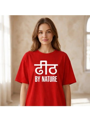 Vodexa Kadın Oversize T-Shirt By Nature Baskılı %100 Pamuk Tişört Rahat Kalıp