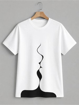 Vodexa Ünisex Oversize T-Shirt Siyah Çizgi Baskılı %100 Pamuk Tişört Rahat Kalıp