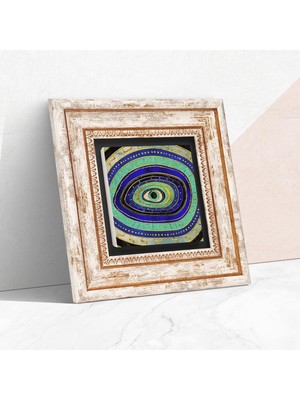 Pinecone Stone Nazar Taş Duvar Tablosu - Çerçeveli Taş Tablo - Dekoratif Duvar Sanatı - Modern Ev ve Ofis Duvar Dekoru T1-199