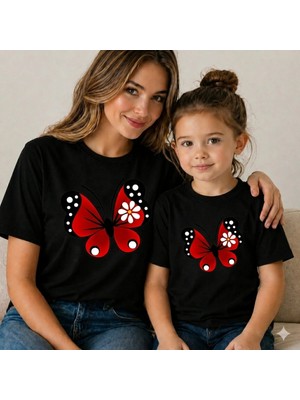 Vodexa Anne Çoçuk Oversize Tişört Kombin Twin T-Shirt %100 Pamuk Rahat Kalıp (Tekli Olarak Satılmaktadır)