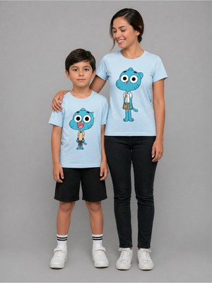 Vodexa Anne Erkek Çoçuk Kombin Sade Oversize Tişört Twin T-Shirt %100 Pamuk Rahat Kalıp (Tekli Satılmaktadır)