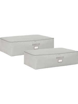 Ocean Home Textile 2'li Mega Boy Gri Balıksırtı Baza Altı Hurç Set 74 x 46 x 22 cm
