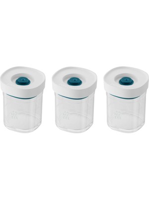 Zwıllıng Fresh & Save Cube Vakumlu Saklama Kabı Set, Xs, 3 Parça, Şeffaf Akdeniz Mavisi