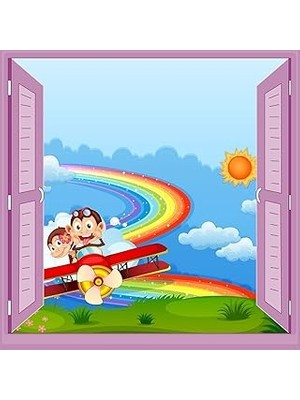 Çocuk Odası Bebek Odası Pencere Poster Duvar Kağıdı Uçak