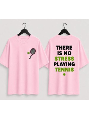 Vodexa Unisex Oversize Tennis Baskılı T-Shirt %100 Pamuk Tenis Temalı Rahat Kalıp Kısa Kollu Tişört