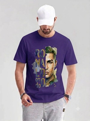 Vodexa Unisex Oversize Tennis Baskılı T-Shirt %100 Pamuk R.naldo Temalı Rahat Kalıp Kısa Kollu Tişört