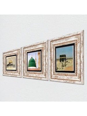 Pinecone Stone Kabe-I Muazzama, Mescid-I Aksa, Ravza-I Mutahhara Taş Duvar Tablosu - Çerçeveli Taş Tablo - Dekoratif Duvar Sanatı - Modern Ev ve Ofis Duvar Dekoru T3-1894