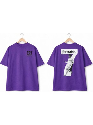 Vodexa Ünisex Oversize T-Shirt Futbolcuu Baskılı %100 Pamuk Tişört Rahat Kalıp