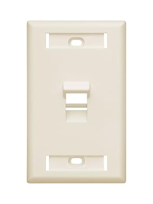 Leviton 42081-1TS 1 Bağlantı Noktalı Açılı Quickport Duvar Plakası, Id Pencereli, Açık Badem