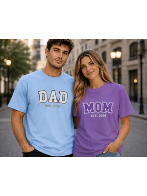 Vodexa Erkek Kadın Kombin Oversize T-Shirt Dad Baskılı %100 Pamuk Tişört Rahat Kalıp