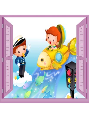 Çocuk Odası Bebek Odası Pencere Poster Duvar Kağıdı Trafik