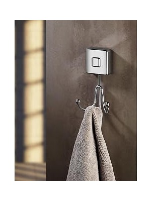 Paslanmaz Duvara Monte Bornoz Askısı Bornozluk 2'li Banyo Boy Havlusu Bornoz Askılığı Yapışkanlı