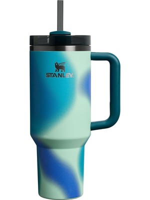 Stanley Quencher Pipetli Termos Bardak, 1.18 Litre, Turkuaz Desenli (Coastal Teal)